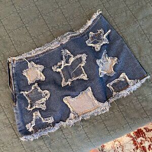 Star Denim Mini Skirt